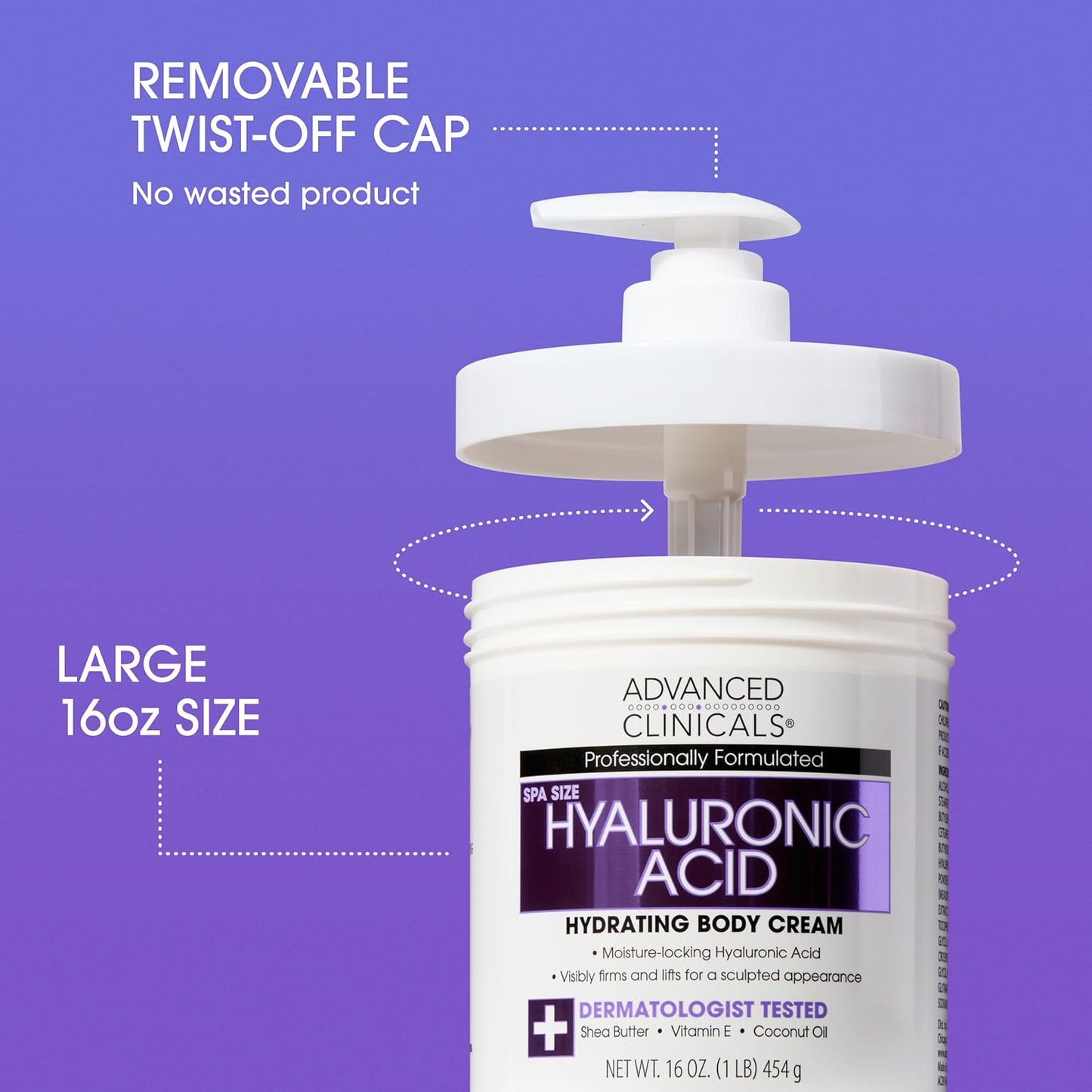 Advanced Clinicals Hyaluronic Acid Moisturizer Body Cream W/Vitamin E | Hydrating Cream & Body Lotion For Women & Men To Help Improve Look of Wrinkles, Dry Skin, Crepey Looking Skin, W/Travel Size
