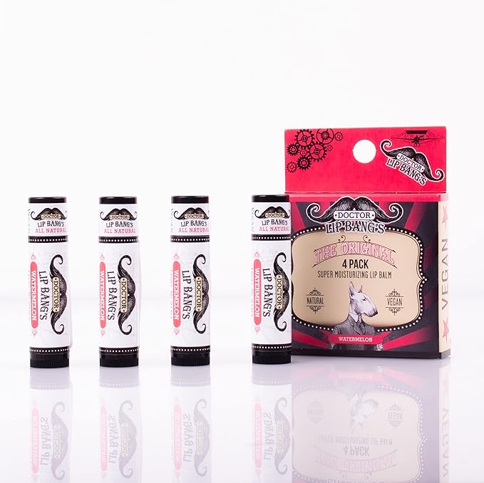 Doctor Lip Bang's Super Moisturizing Lip Balm | 4 Pack | Watermelon| ALL NATURAL & CRUELTY FREE | 100% VEGAN | FOR DRY & CRACKED LIPS