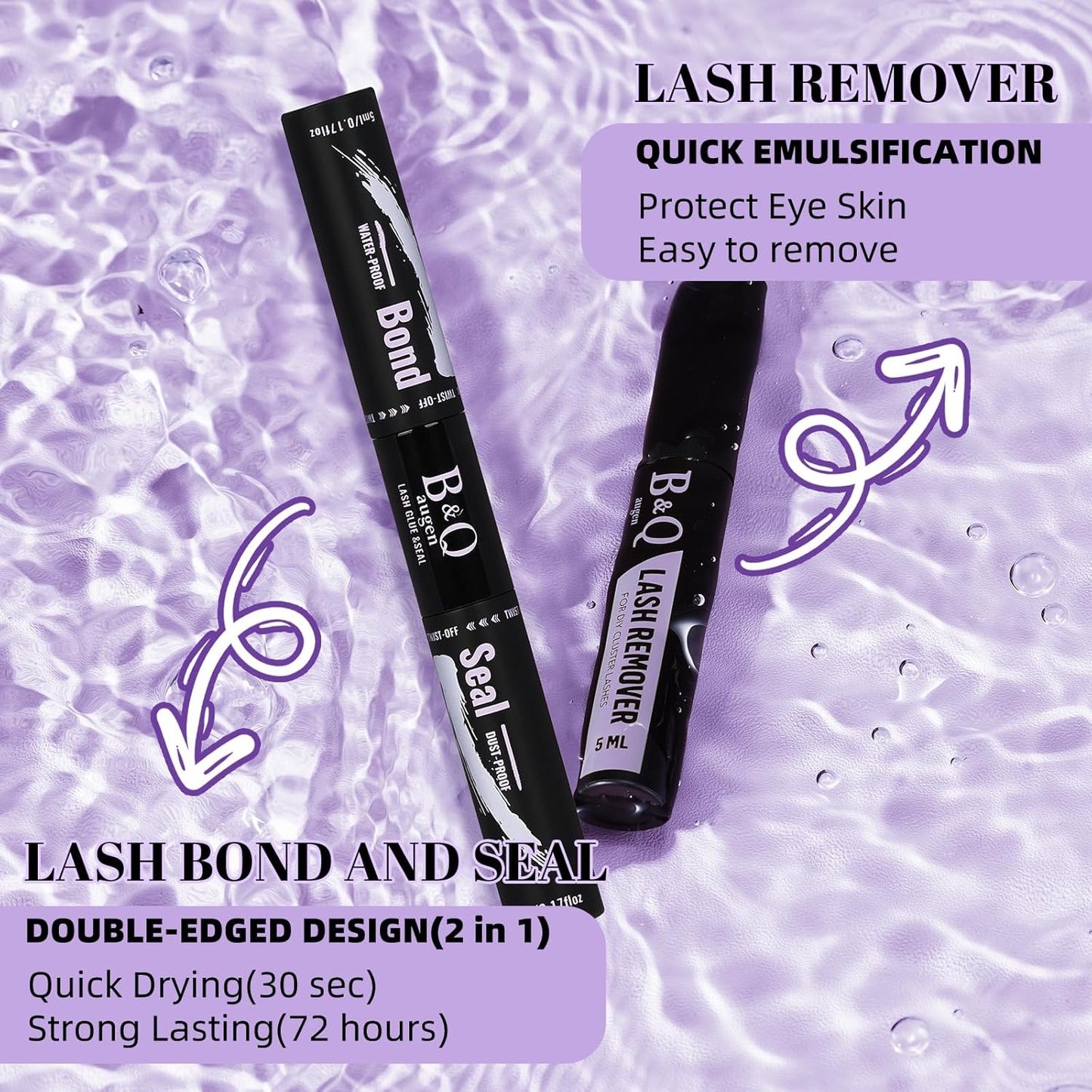 Lash Extension Kit B03 Eyelash Extension Kit B&Qaugen DIY Lash Extension Kit 156 PCS Lash Clusters 8-18mm Cluster Eyelash Extensions Kit with Lash Bond and Seal Lash Applicator Tool (Kit,B03)