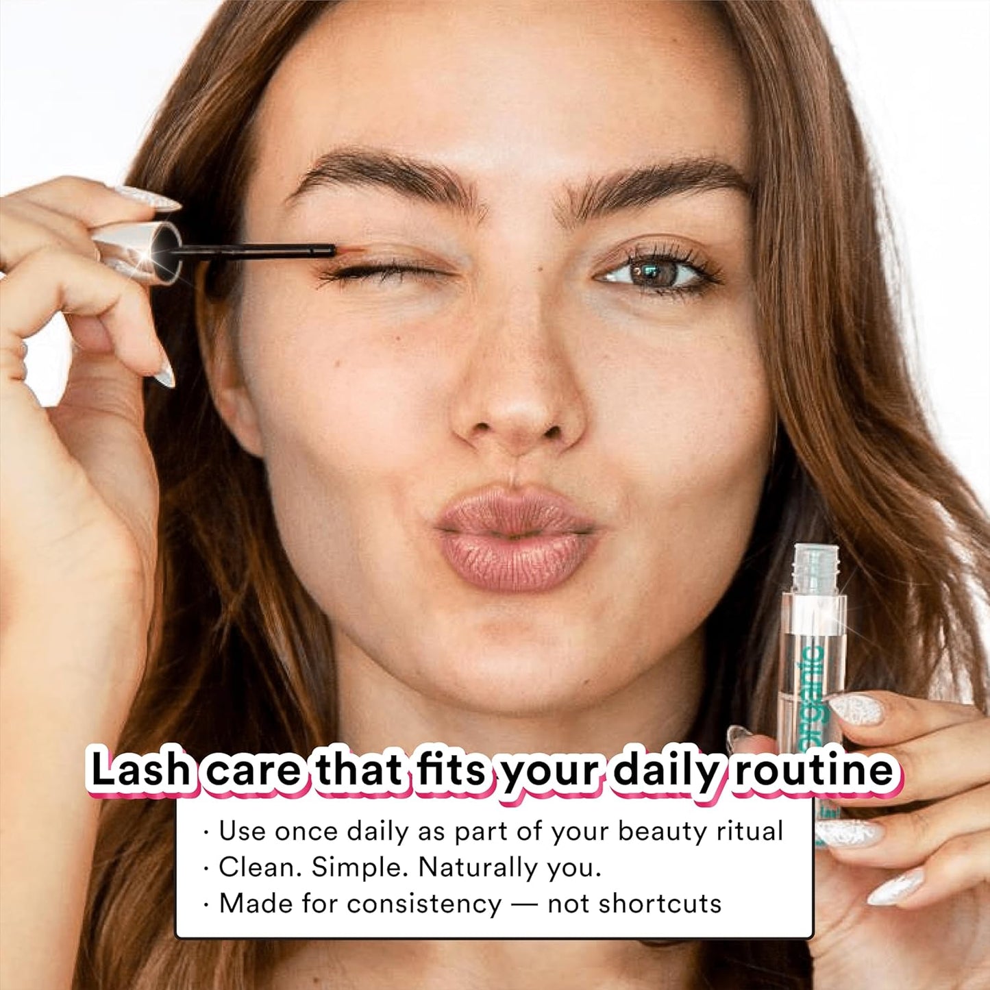 nuorganic Cosmic Lash Serum Without Prostaglandins | Eyelash Growth Serum for Thicker, Longer, More Defined Lashes | 4-Month Supply XL Size | Made in USA | cGMPA Certified Lab | 8ml