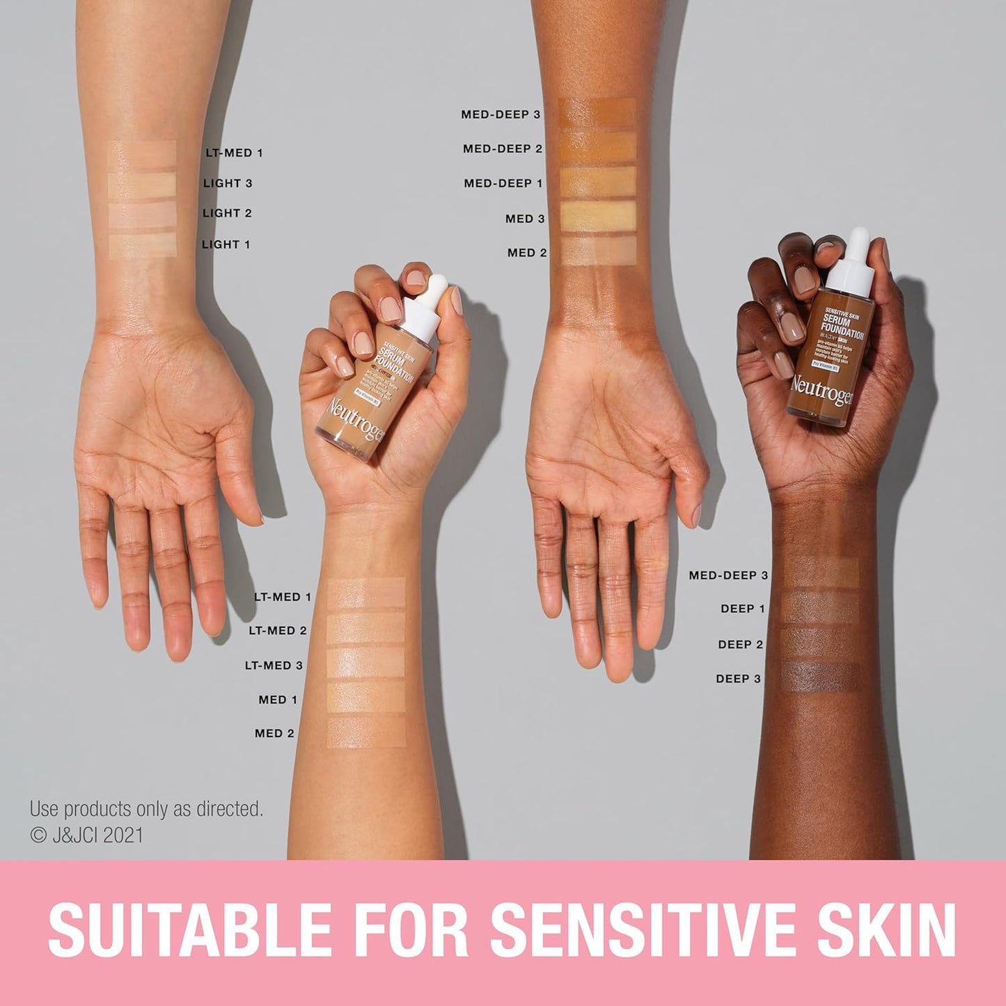 Neutrogena Healthy Skin Sensitive Skin Serum Foundation with Pro-Vitamin B5, Color Correcting & Pore Minimizing Liquid Foundation & Face Serum, Buildable Coverage, Light 03, 1 oz
