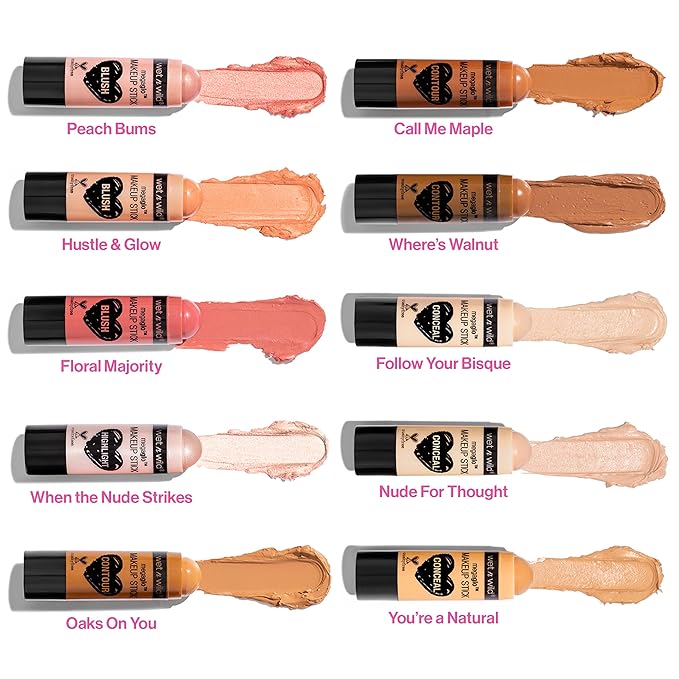 wet n wild MegaGlo Conceal and Contour Neutral Follow Your Bisque,1 Ounce and Nude For Thought Makeup Sticks Bundle