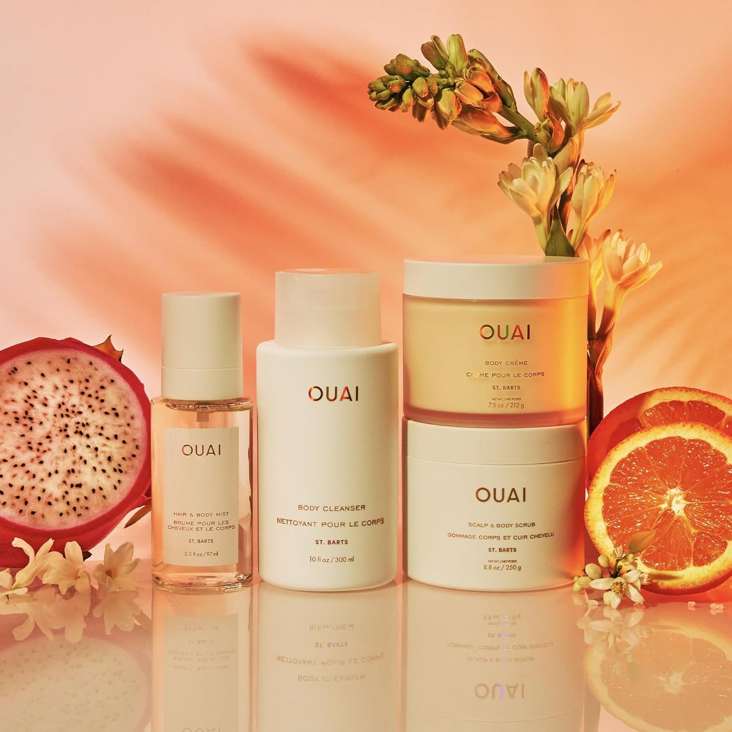 OUAI St. Barts Hair and Body Mist - Tropical-Scented Hair Perfume and Body Spray - Notes of Dragonfruit, Orange Blossom, Tuberose & Musk (8 Fl Oz)
