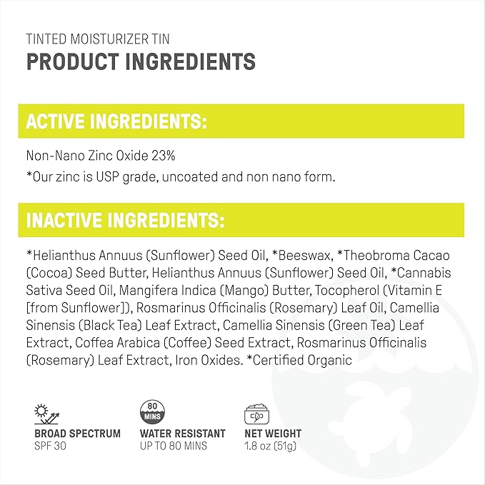 Raw Element Ultra-Moisturizing Tinted Face Cream, Non Toxic Mineral Face Sunscreen, Daily Tinted Moisturizer, Non-Nano Zinc Oxide, Reef Friendly, All Ages, SPF 30, 1.8 oz, Lava, Pack of 1