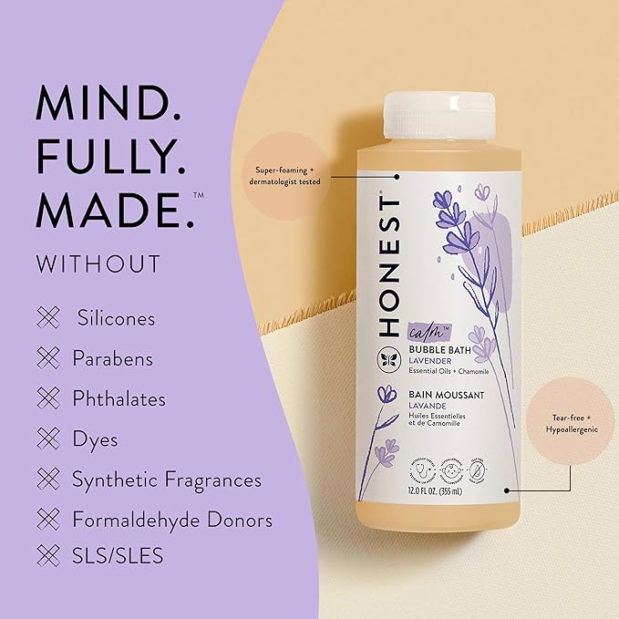 Honest Beauty Extreme Length Volumizing Clean Mascara + Honest Lavender Foaming Bubble Bath Bundle | Naturally Derived + Cruelty Free | 0.27 fl oz, 12 fl oz
