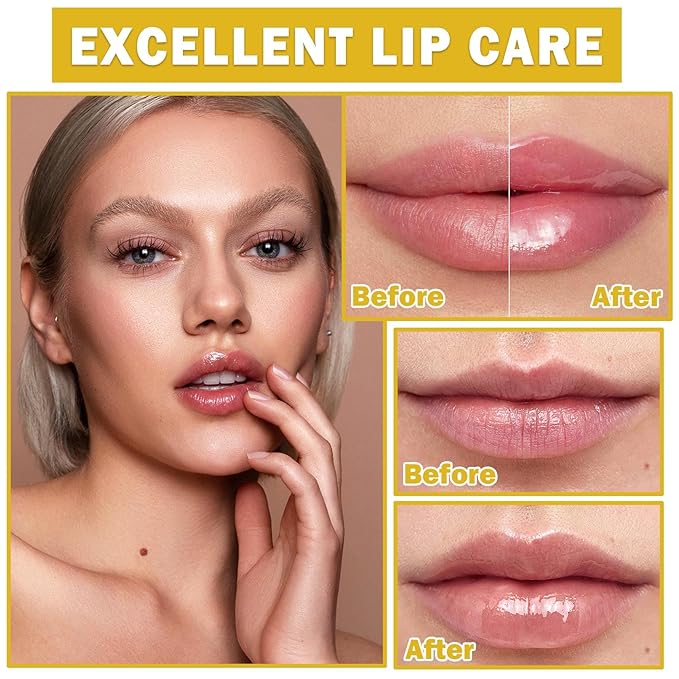 NVLEPTAP 2PCS Bee Lip Balm Honey Pot Honey & Strawberry Lip Balm Moisturizing Honey Lip Mask Lip Care Products Lip Balm with Wand