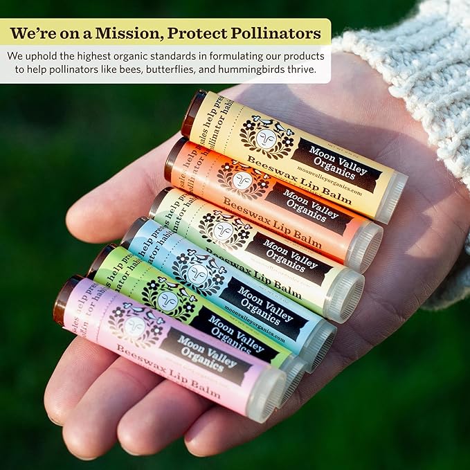 Moon Valley Organics Beeswax Lip Balm for Moisturizing Lips and Cuticles (COOL MINT VANILLA, 3-Pack)