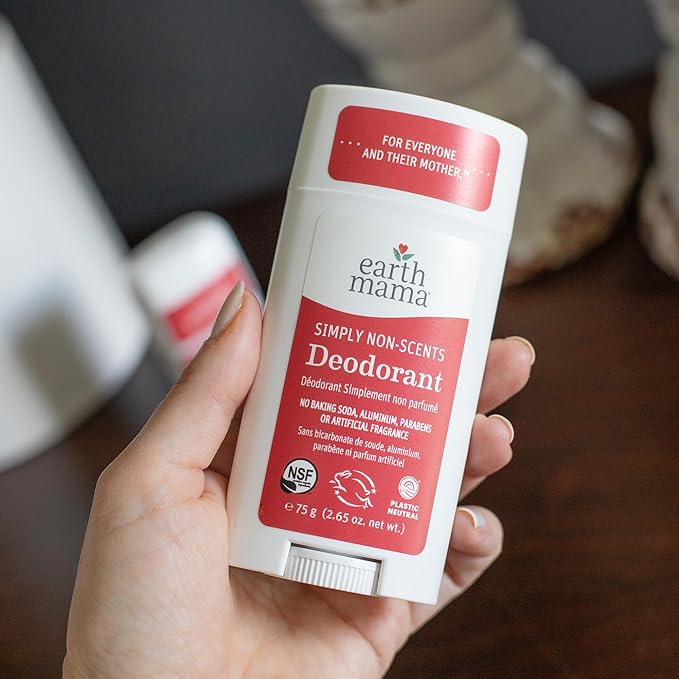 Earth Mama Simply Non-Scents Deodorant | Fragrance-free + Safe for Sensitive Skin, Pregnancy and Breastfeeding, Contains Organic Calendula and Coconut Oil, No Baking Soda or Aluminum, 2.65-Ounce