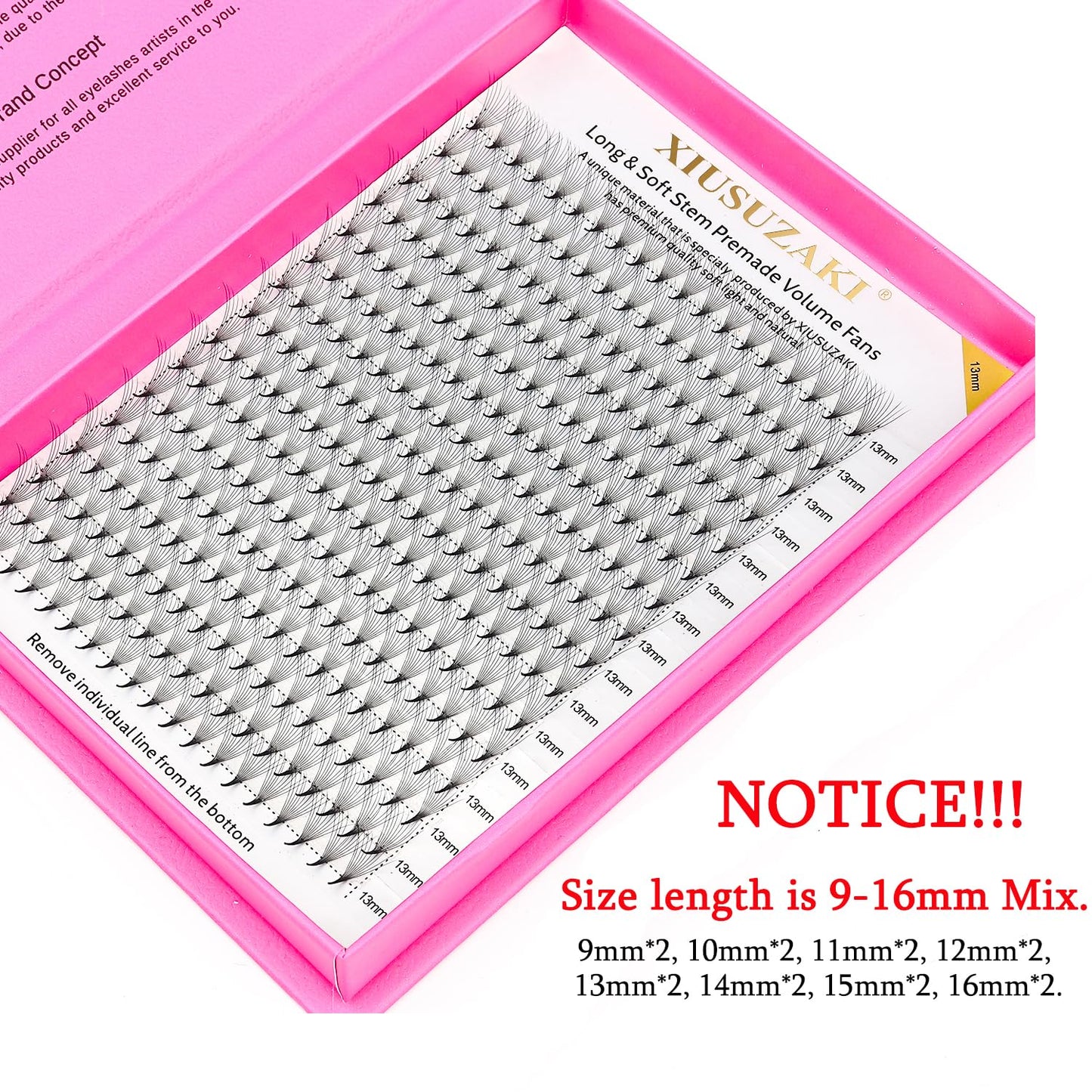 Premade Fans Eyelash Extensions 14D Volume Lash Extensions 0.07 Thickness Eyelash Extension C Curl Premade Lash Fans Mix 9-16mm Fluffy Soft Handmade Lash Fan(14D-0.07-C,9-16mm)