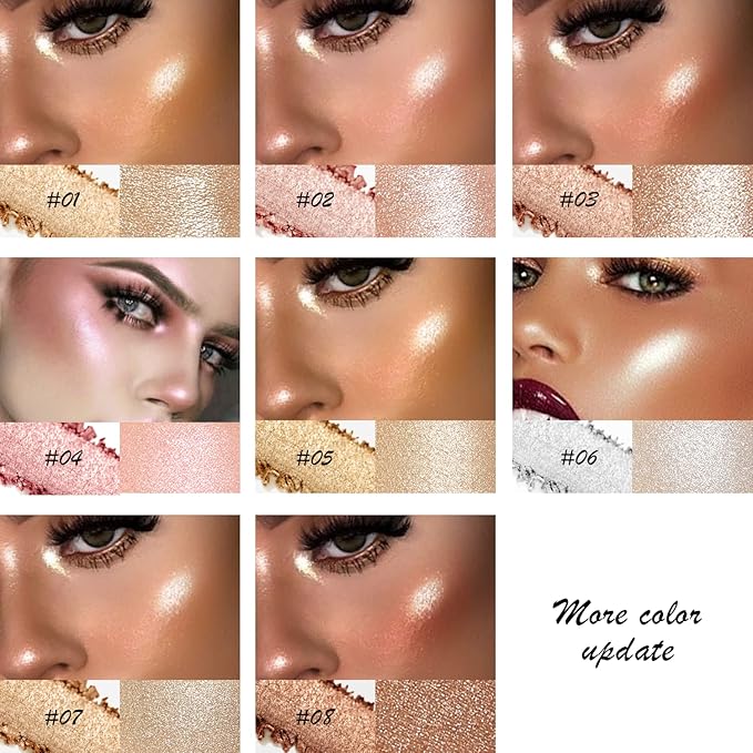 Shimmer Highlighter Palette Brown Color for Black Women,Highlight Makeup for Face/Body,Long Lasting Glow Illuminate Powder for Medium Skin,Highlighting Contour Palettes,Cruelty-Free