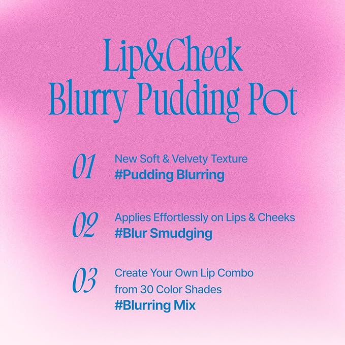 Lip&Cheek Blurry Pudding Pot | Blushed Moment - Sth | Makeup Blush, Buildable Lightweight, Multi-Use Soft Matte Finish | 5g