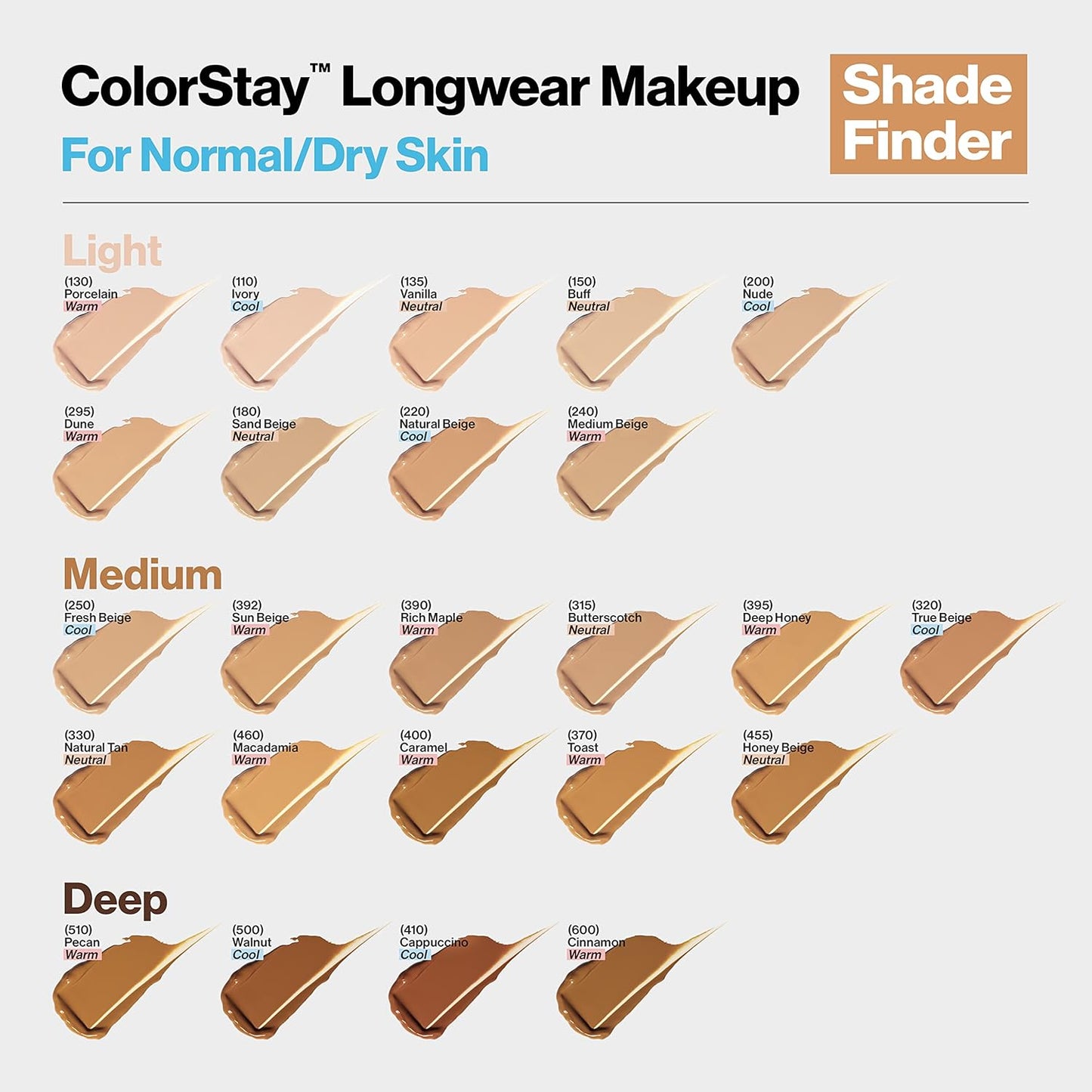 Revlon Liquid Foundation, ColorStay Face Makeup for Normal & Dry Skin, SPF 20, Longwear Medium-Full Coverage with Natural Finish, Oil Free, 330 Natural Tan, 1 Fl Oz