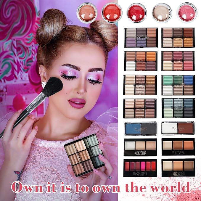 Make-up Box Set Multi-purpose Cosmetic Storage Beauty Case Professional Contain Eyeshadow Concealer Lip gloss Blusher Compact Powder Eyebrow and Makeup Pencil Brush #3