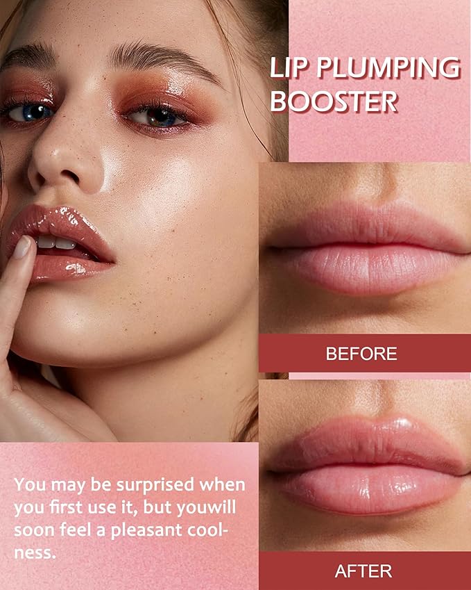 Spicy Lip Plumping Booster,Plumping Lip Oil with Chili Extract,High-Shine Smooth Fuller Lips,Hydrating Pink LIp Goloss Lip Glaze,Plump and Pout Lip Plumper Lipstick,Christmas Makeup Gift for Women-03#