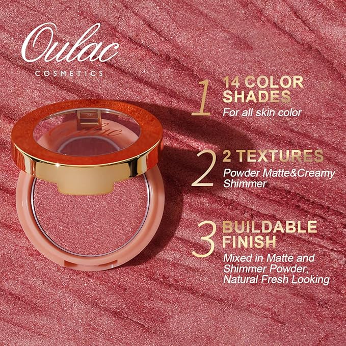 Oulac Barbie Pink Blush Makeup| Highly Pigmented Cream Blush| Natural Matte Glow| Shape & Highlight Face| Cruelty-Free Blush with Rose Oil| Rose Red Blush 4.8g
