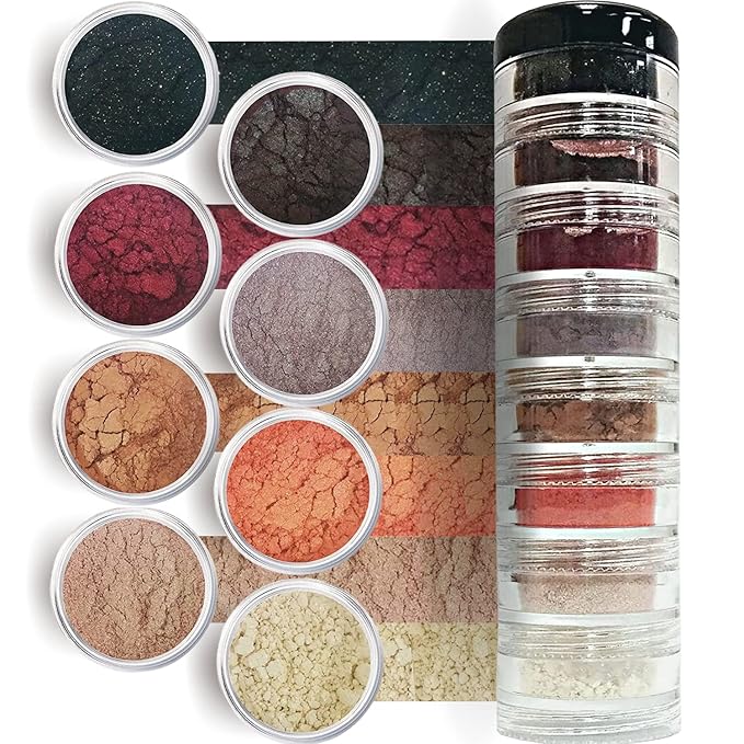 Brown Eyed Girl Loose Mineral Eye Shadow Makeup - Organic, Non-Toxic Glitter Eyeshadow, Loose Powder, Nude Eyeshadow Palette, Copper, Black Shimmer, Light Pink, Bronze