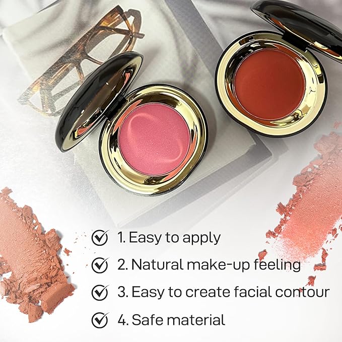 Face Blush for Cheeks Waterproof Smooth Creamy Formula, Matte Finish Buildable Lightweight Cream Blush Balm Create a Natural, Long Lasting Makeup Brightens Facial Radiance (Pinkish Apricot)