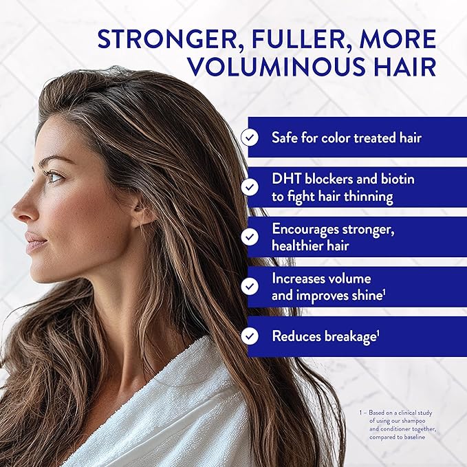 Routine Wellness Shampoo and Conditioner Set and Hair Serum for Thinning Hair - DHT Blocker Women & Men - Color Safe Shampoo for Hair Loss & Healthier Hair - Rose Hips Set + Serum