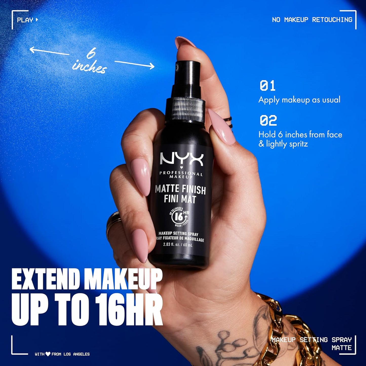 NYX PROFESSIONAL MAKEUP Makeup Setting Spray, Matte Setting Spray for 16HR Make Up Wear