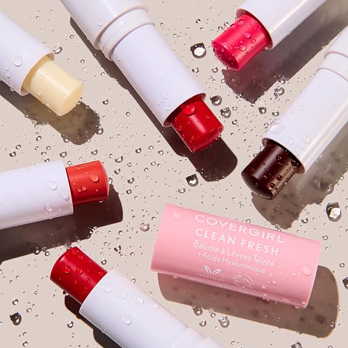CoverGirl Clean Fresh Tinted Lip Balm, Vegan Formula, Hydrating, Natural Finish, Cruelty Free, Clear as Crystal, 1 Count