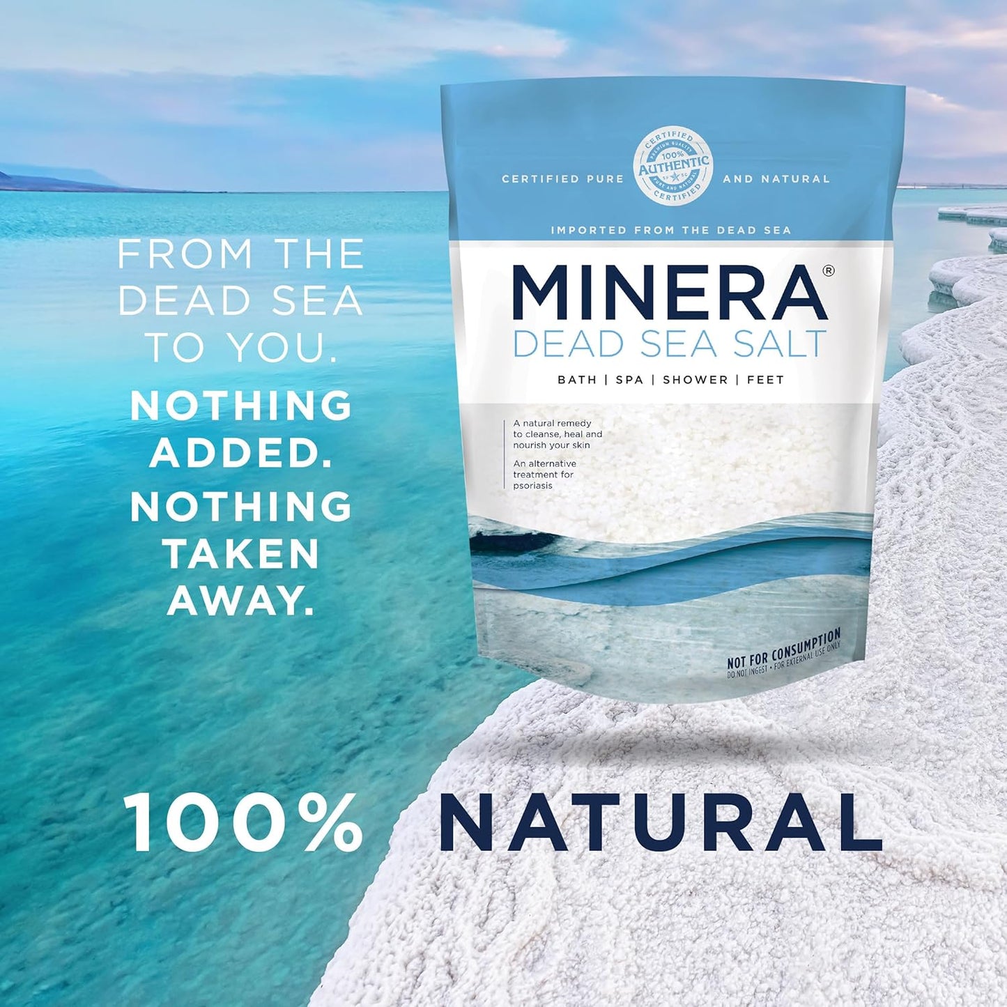 Minera Coarse Grain Dead Sea Salt for Bath & Soaking – 5 lbs, Fast-Dissolving, 100% Pure & Natural, Unscented, Skin-Nourishing Sea Salt