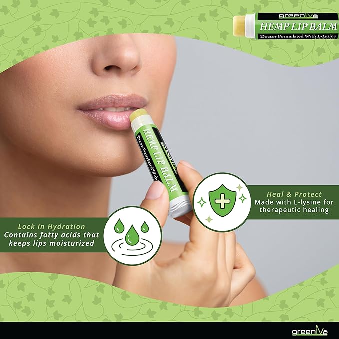GreenIVe Hemp Lip Balm, Vegan, Omegas 3 & 6, Vitamin E, L-Lysine, Hydrating Handcrafted (5)