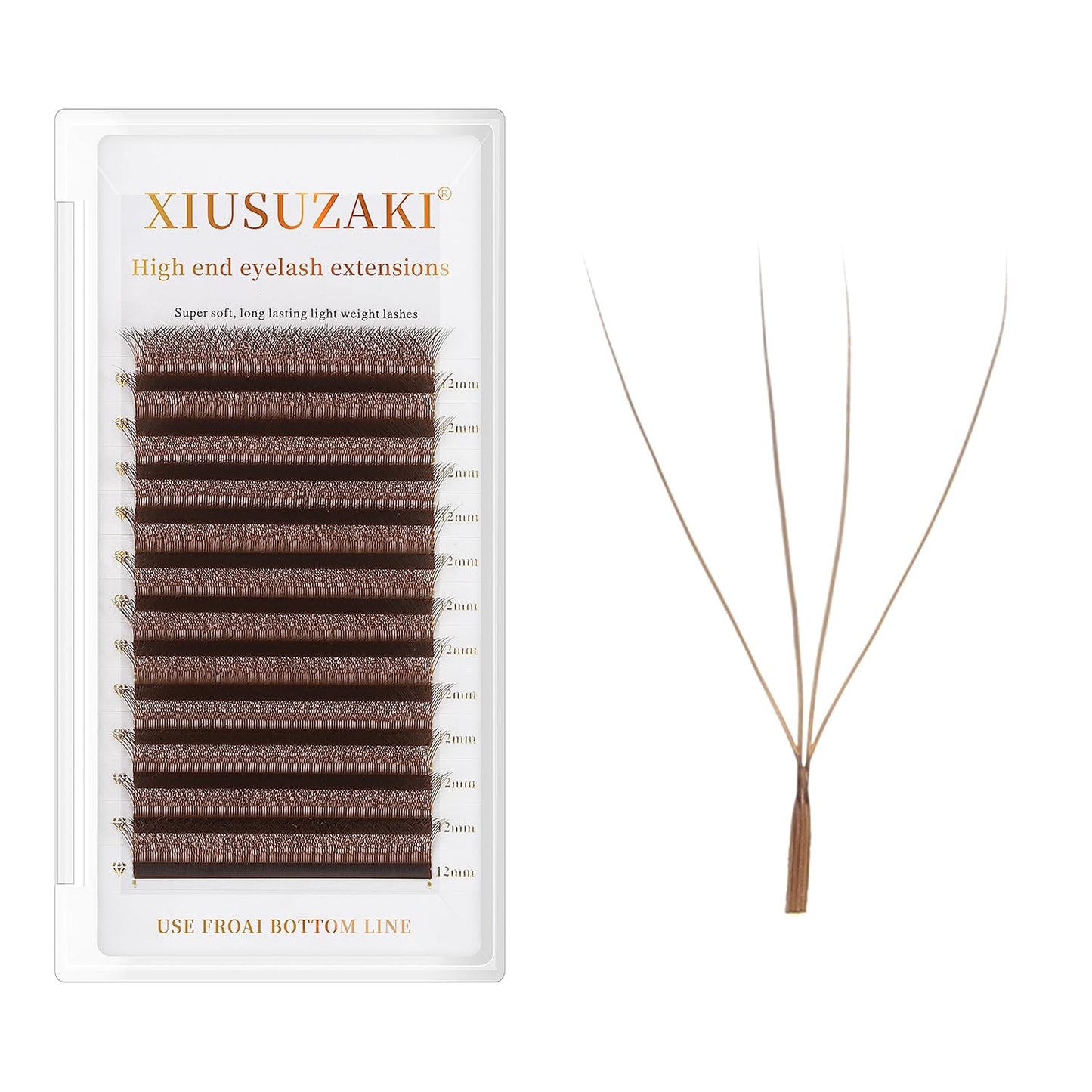 Lash Extensions Brown 4D W Eyelash Extensions W Shape 0.07mm Thickness C Curl 8mm Premade Fans Lashes Colored Lash Extension Volume Lashes Individual Lashes(W-Brown-4D-0.07-C,8mm)