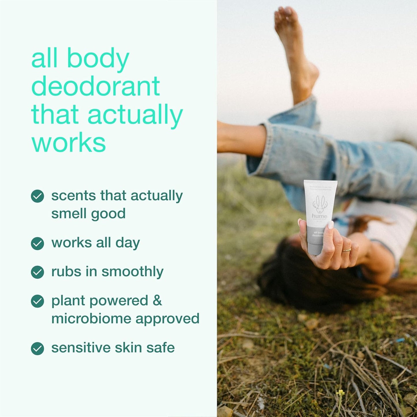 Hume Supernatural Invisible Whole Body Deodorant Balm - Full Body Protection - Aluminum Free, No Baking Soda - Anti-Chafing Odor Control - Clinically Tested on Sensitive Skin (Fragrance Free, 3-Pack)
