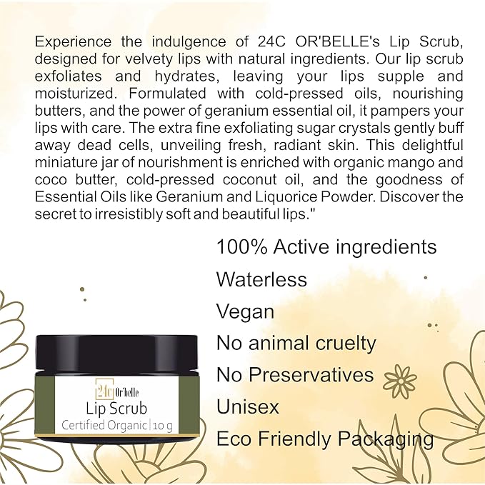 24C Or'Belle Lip Scrub | Enriched With Cocoa And Manjistha And Other Ingredients Help To Exfoliates Dry And Dead Skin From The Lips Leaving Them Smooth And Soft And Evens Out The Colour Of The Lips