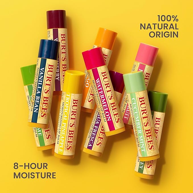 Burt's Bees Lip Balm - Watermelon, Lip Moisturizer With Responsibly Sourced Beeswax, Tint-Free, Natural Origin Conditioning Lip Treatment, 2 Tubes, 0.15 oz.