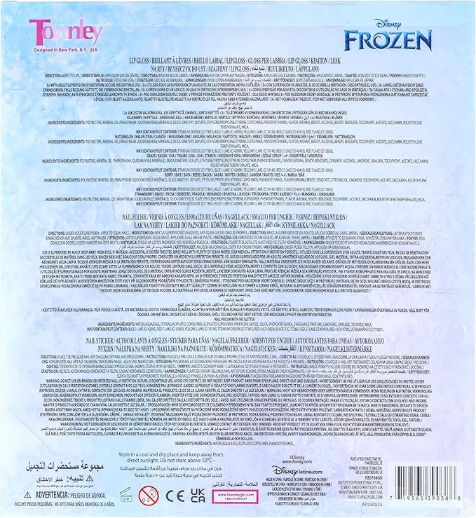 Disney Frozen 2 - Townley Girl Super Sparkly Cosmetic Makeup Set for Girls with Lip Gloss Nail Polish Nail Stickers - 11 Pcs|Perfect for Parties Sleepovers Makeovers| Birthday Gift for Girls 3 Yrs+