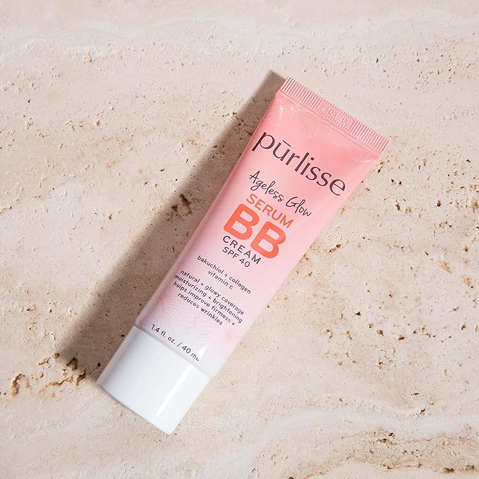 pūrlisse Ageless Glow Serum BB Cream SPF 40 : Clean & Cruelty-Free, Full & Flawless Coverage, Hydrates with Collagen | Deep 1.4oz