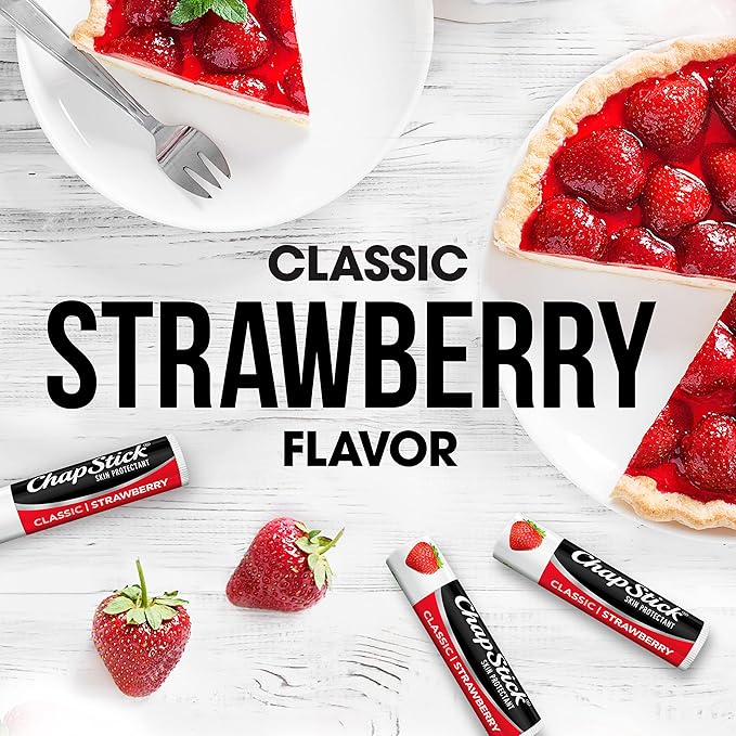 ChapStick Classic Strawberry Lip Balm Tube, Lip Care and Lip Moisturizer - 0.15 Oz