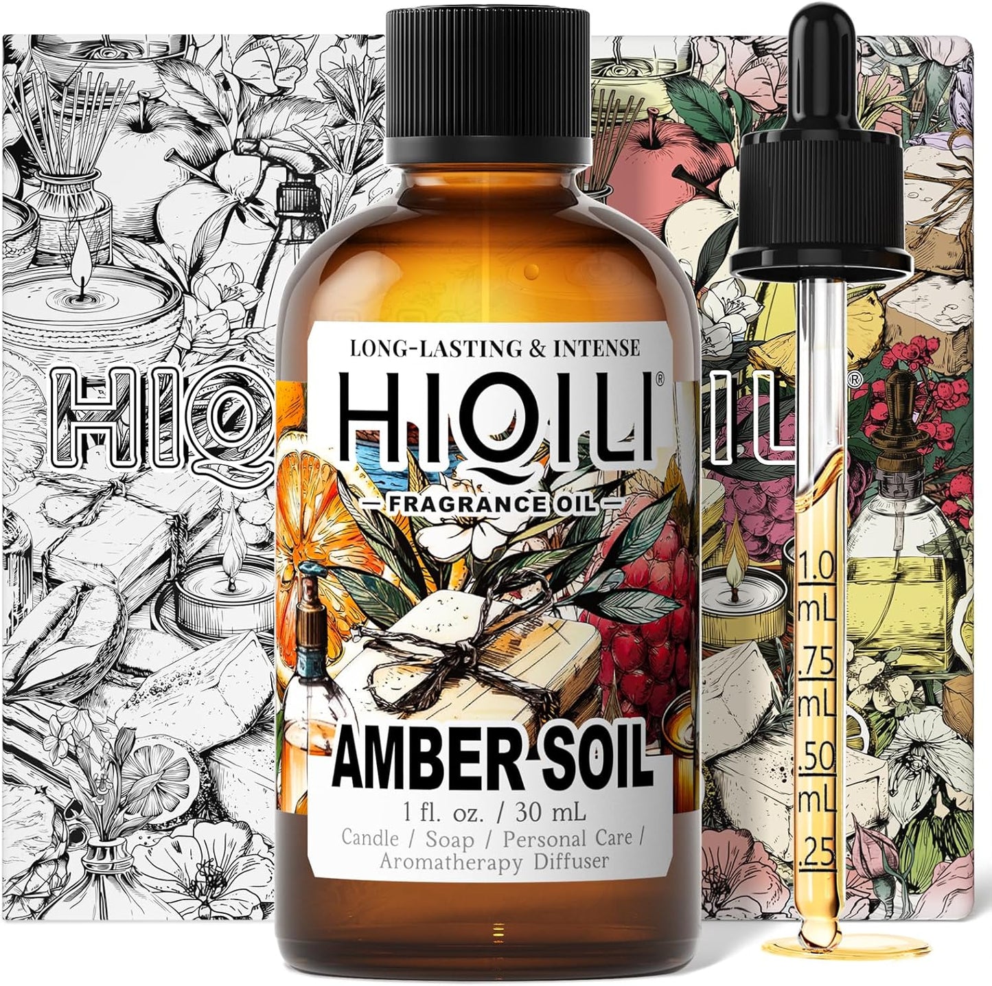 HIQILI Amber Soil Fragrance Oil for Diffuser, Inspired by H.er-mes T.erred' H, Perfume & Hair Perfume Mist Making - Citrus, Pepper & Woody Notes, Long-Lasting Scent - 1 Fl Oz