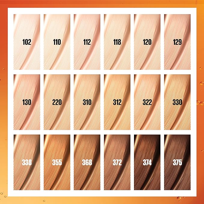 Maybelline Super Stay Up to 24HR Skin Tint, Radiant Light-to-Medium Coverage Foundation, Makeup Infused With Vitamin C, 102, 1 Count