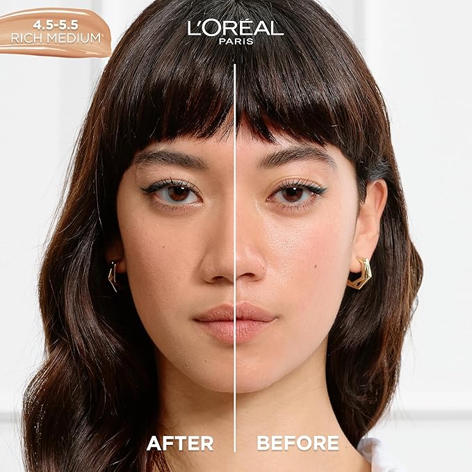 L'Oreal Paris True Match Nude Hyaluronic Tinted Serum Foundation with 1% Hyaluronic acid, Rich Medium 4.5-5.5, 1 fl. oz.