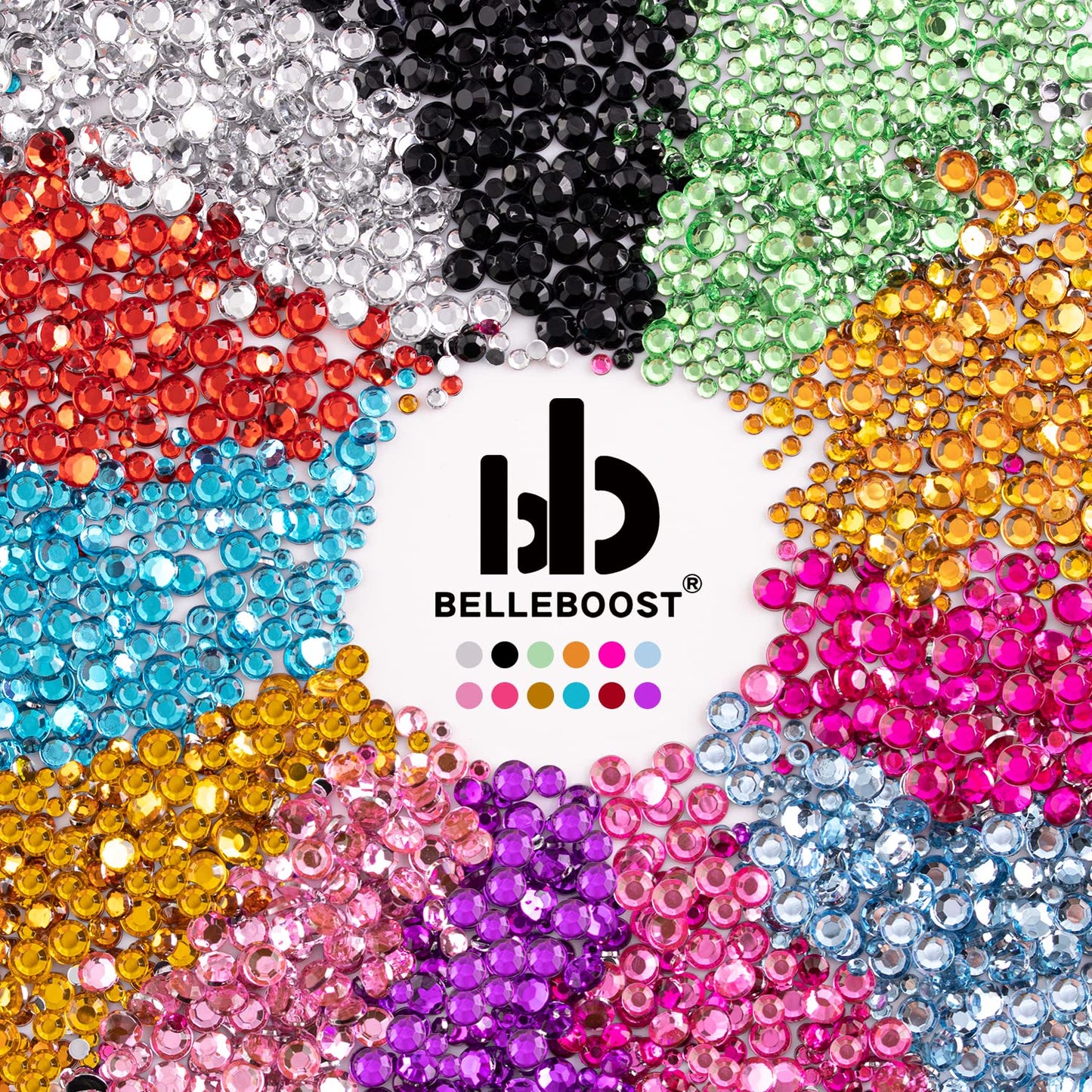 Two Packs of Flatback Rhinestones 4520 Pcs Colorful Nail Art Rhinestones Flatback Crystal Colorful+Dark Green Rhinestone with Picker Pencil and Tweezer for Nail Art and Decoration