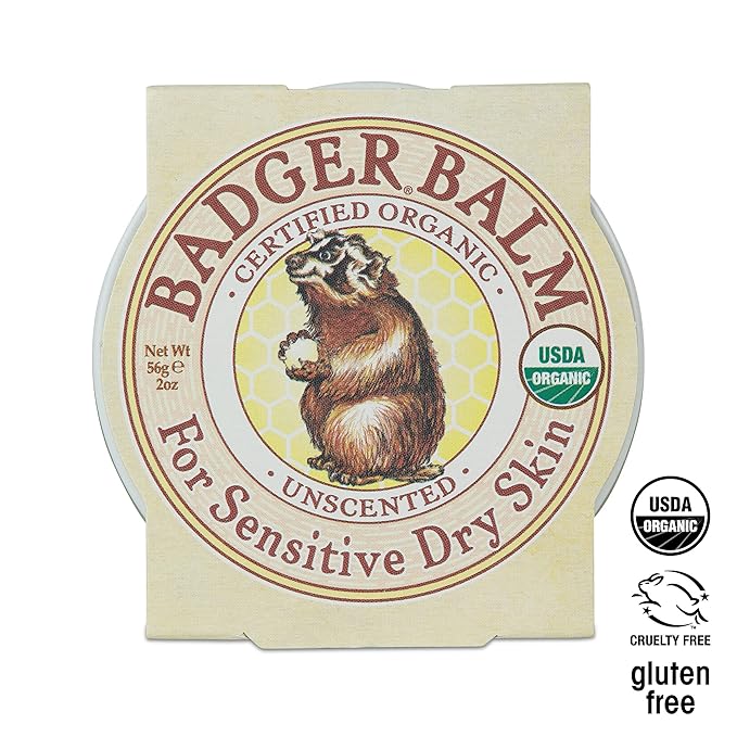 Badger - Unscented Dry Skin Balm, Sensitive Skin Balm, Moisturizing Balm for Dry Cracked Skin, Unscented Balm, Skin Moisturizer Balm, 2 oz (3 Pack)
