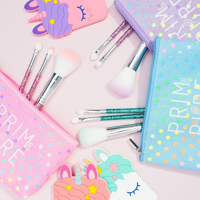 Prim and Pure Mineral Gift Set with Unicorn Mirror| Perfect for Play Dates & Birthday Parties | Kids Eyeshadow Makeup – Mineral Blush | Organic & Natural Makeup Kit for Kids| Made in USA (Pink)