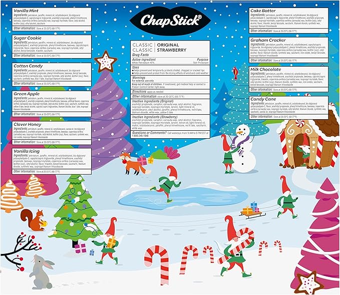 ChapStick 12 Days of Holiday Advent Calendar Lip Balm Gift Set - 0.15 Oz (Pack of 2)