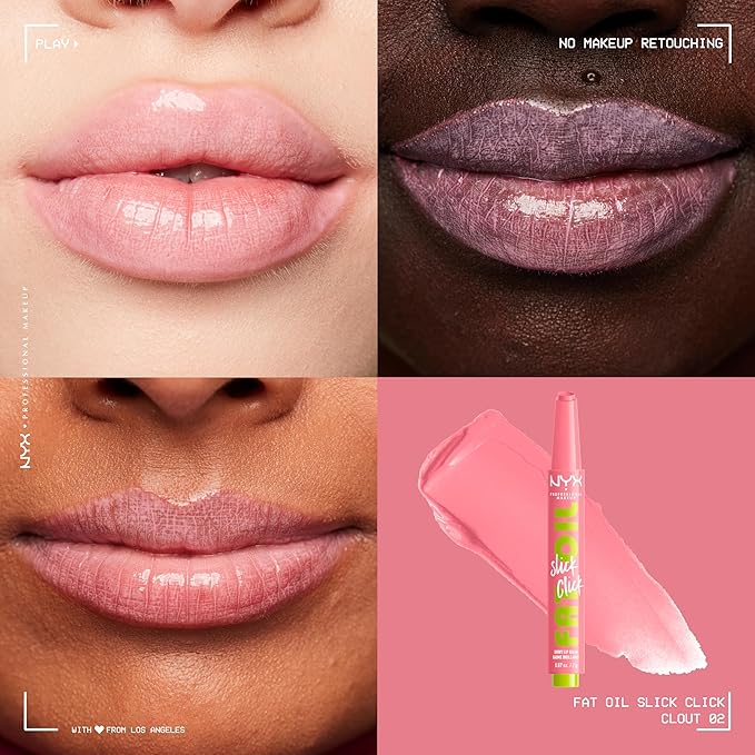 NYX PROFESSIONAL MAKEUP Fat Oil Slick Click, Lightweight, Buildable, Pigmented Vegan Lip Balm - Clout