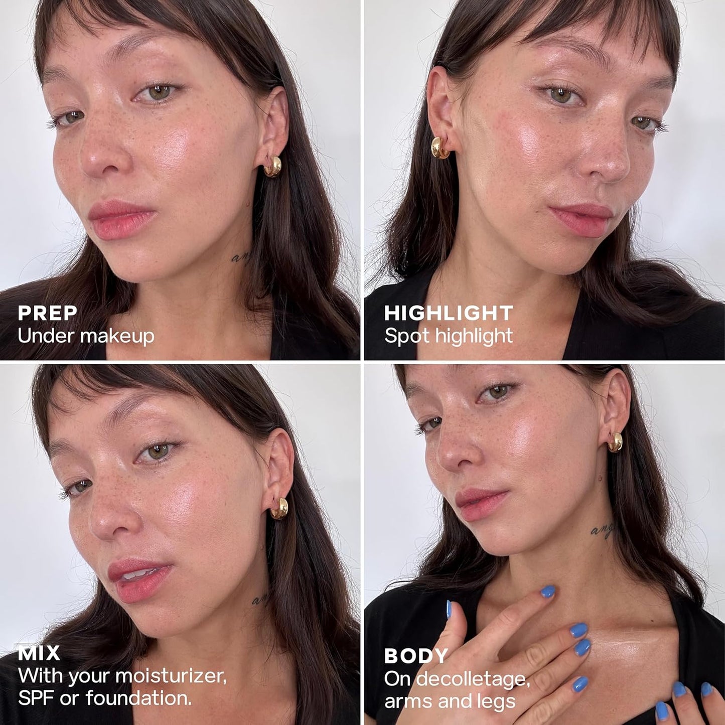 Saie Mini Glowy Super Gel - Hydrating Makeup Primer and Illuminating Glow Serum Enriched with Vitamin C and Squalane Oil - All-Over Liquid Highlighter Makeup for Instant Glass Skin - Starglow (0.5 oz)