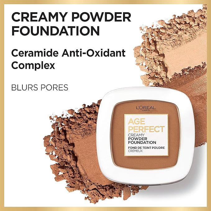 L'Oreal Paris Age Perfect Creamy Powder Foundation Compact, 320 Warm Beige, 0.31 Ounce