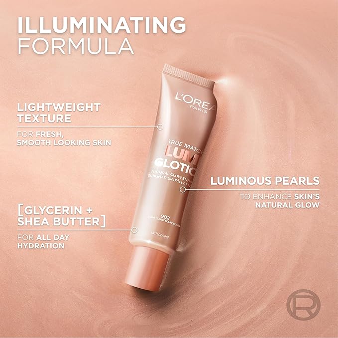 L'Oreal Paris Makeup True Match Lumi Glotion, Natural Glow Enhancer, Illuminator Highlighter, Bronzing Drops For a Sun-Kissed Glow, 904 Deep