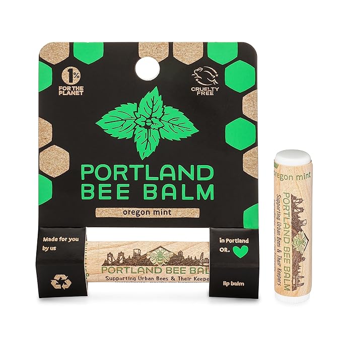 Portland Bee Balm All Natural Handmade Beeswax Based Lip Balm, Oregon Mint 1 Count