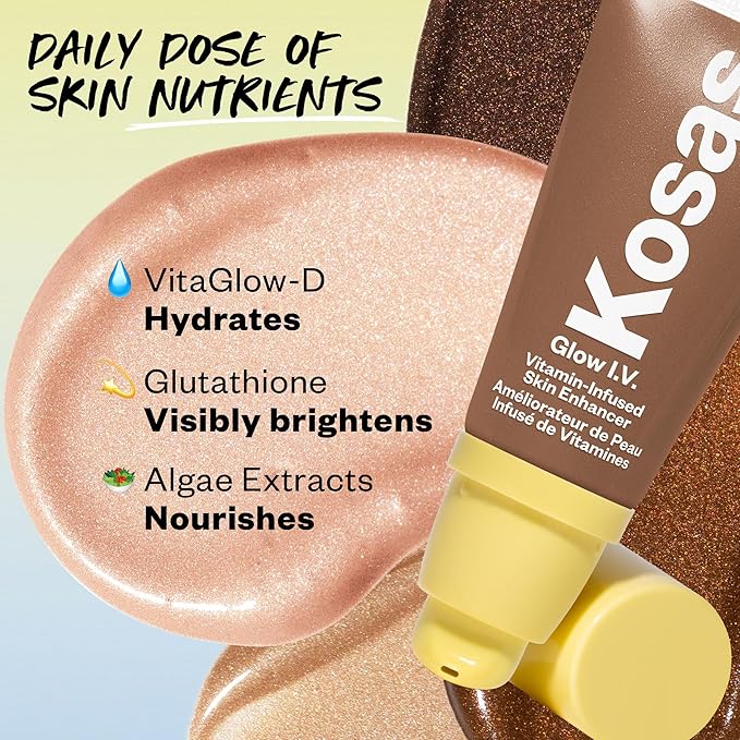 Kosas Glow I.V. Vitamin-Infused Skin Enhancer Face Makeup - Tinted Beauty Highlighter for a Healthy Glow - Radiate
