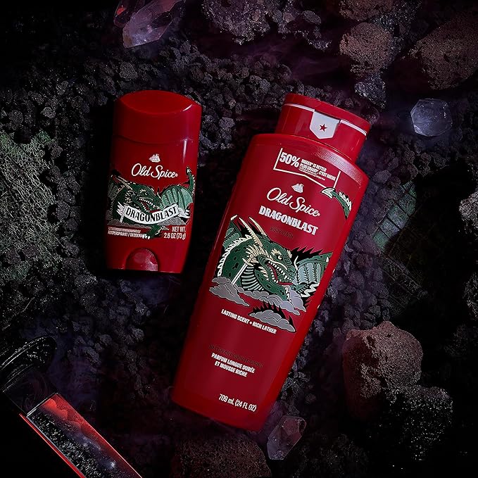 Old Spice Body Wash for Men, Dragonblast, Long Lasting Lather, 24 fl oz (Pack of 4)