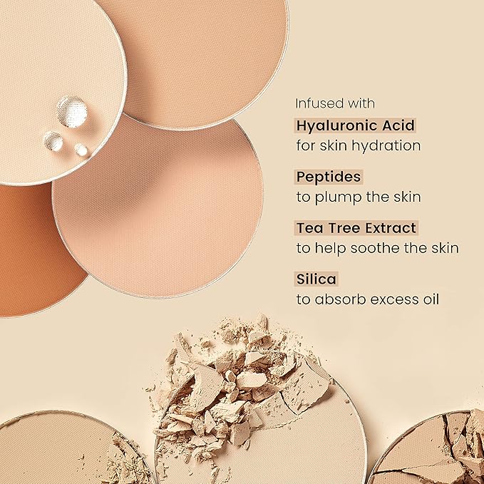 JOAH Perfect Complexion Cashmere Powder Foundation, Medium Face Coverage, Matte Finish, Korean Makeup, Compact Design For Oily & All Skin Types, 16 Hour Wear, Light with Warm Undertones