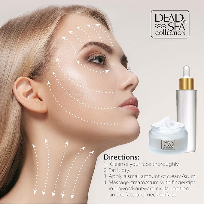 Dead Sea Collection Facial Vitamin C Kit - Day Cream (1.69fl.oz/50ml jar) & Facial Serum (1.69fl.oz/50ml bottle) - Pure Dead Sea Minerals - Anti-Wrinkle Hydration Smooth and Moisturized Skin