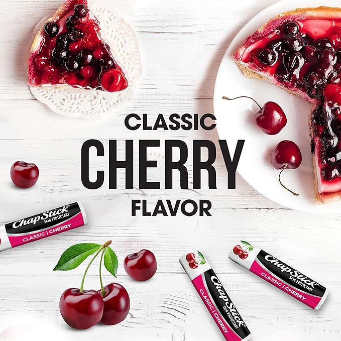 ChapStick Classic Cherry Lip Balm Tube, Flavored Lip Balm for Lip Care on Chafed, Chapped or Cracked Lips - 0.15 Oz